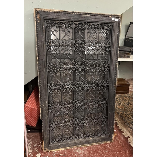 415 - Large antique iron window grille with shutter doors