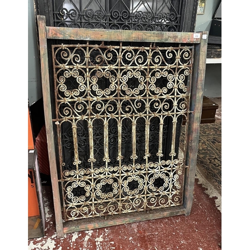 416 - Antique iron Moroccan window grille - approx H: 119cm  W: 88cm  D: 7cm