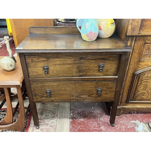 431 - Antique oak chest of 2 drawers - Approx W: 73cm D: 40cm H: 80cm