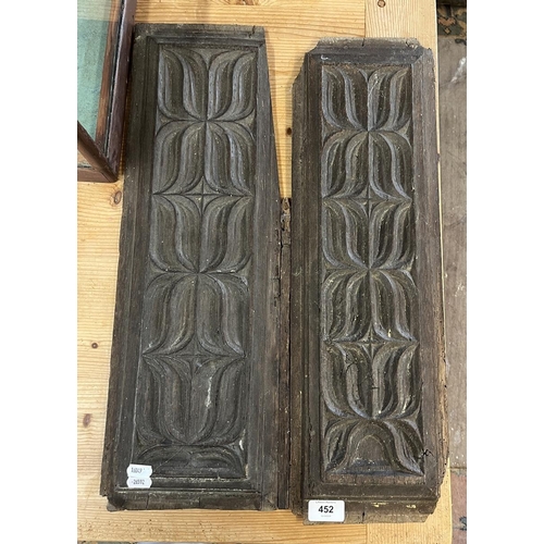 452 - Pair of antique carved wooden panels