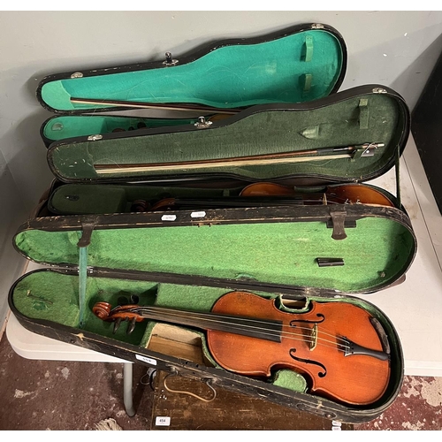 455 - 3 cased violins