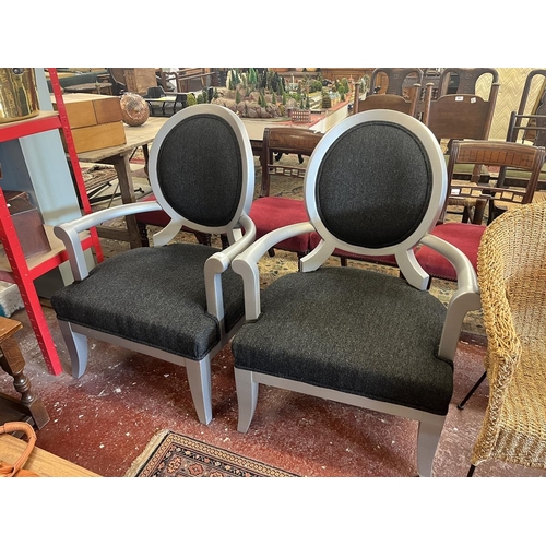 515 - Pair of Andrew Martin contemporary designer armchairs, freshly reuphohlstered