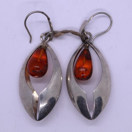 52 - Amber set silver earrings