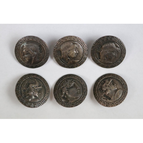 8 - Set of 6 antique silver buttons