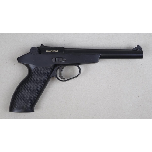 118 - Healthways. Sharpshooter 175 .177 air pistol No 0231507, in working order, with leather holster.