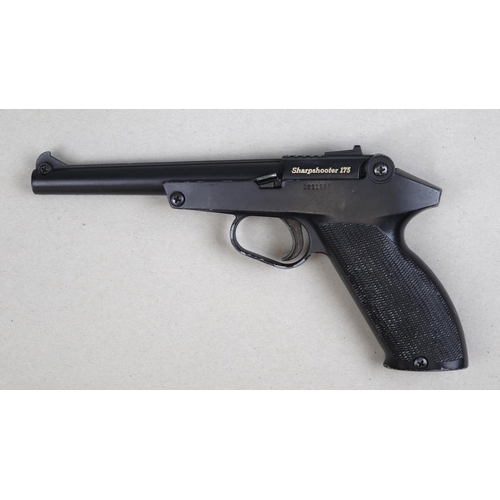 118 - Healthways. Sharpshooter 175 .177 air pistol No 0231507, in working order, with leather holster.