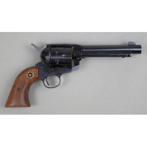 120 - Interworld Arms .22 SA Colt revolver Model 121 A3 with antique leather holster.