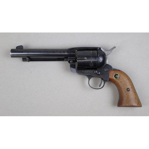 120 - Interworld Arms .22 SA Colt revolver Model 121 A3 with antique leather holster.