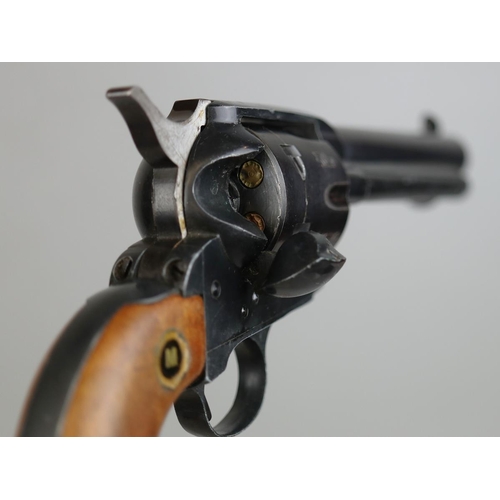 120 - Interworld Arms .22 SA Colt revolver Model 121 A3 with antique leather holster.