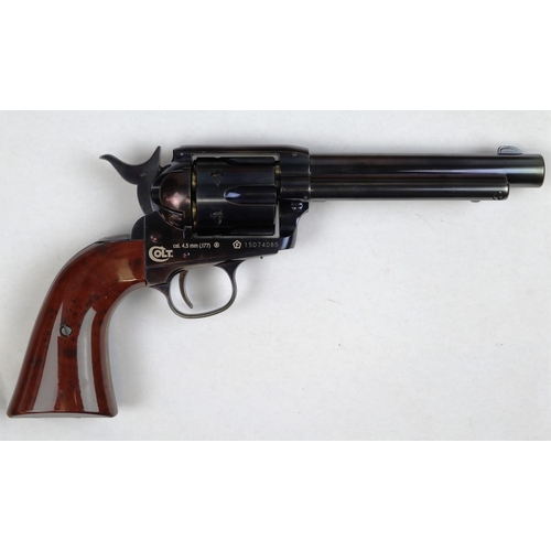 123 - Umarex. Colt Single Action Army 45 CO2 BB Airgun No 15D74085, blued body with brown grip, plus box w... 