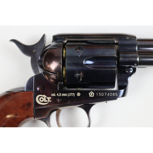 123 - Umarex. Colt Single Action Army 45 CO2 BB Airgun No 15D74085, blued body with brown grip, plus box w... 