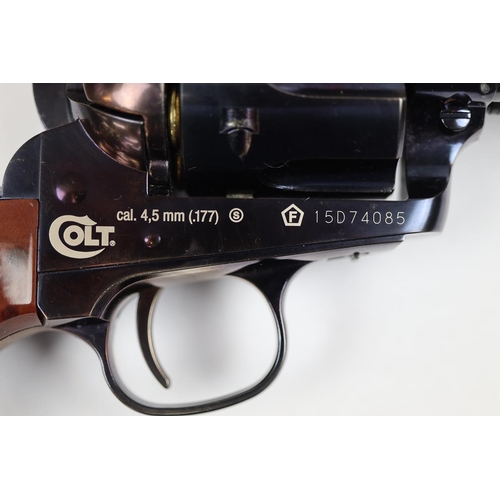 123 - Umarex. Colt Single Action Army 45 CO2 BB Airgun No 15D74085, blued body with brown grip, plus box w... 