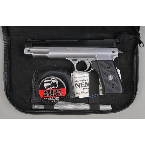 124 - Webley Nemesis .177 pneumatic air pistol in Webley soft carry case with instructions