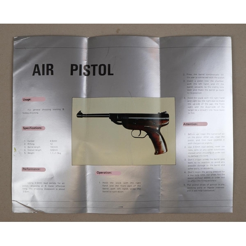 126 - Westlake. .177 air pistol No 9228816 mechanism in full working order, box with instructions.