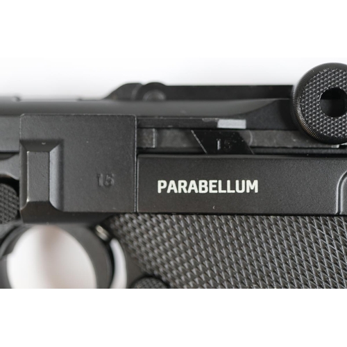 128 - Gletcher. Parabellum .177 CO2 BB Air Pistol No 28PAR2129, in box with instructions.