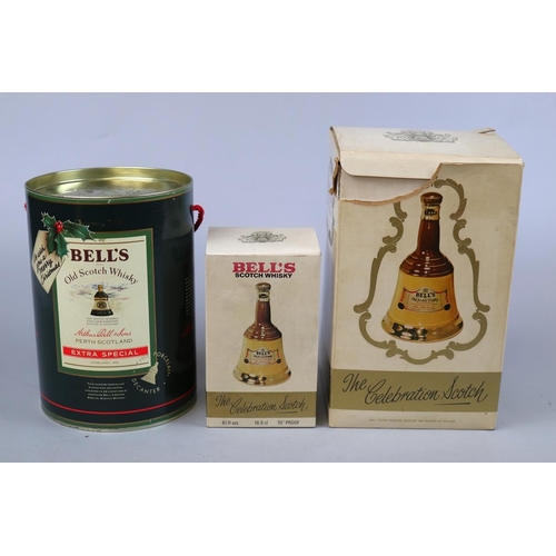 140 - 3 Bells whisky decanters with contents