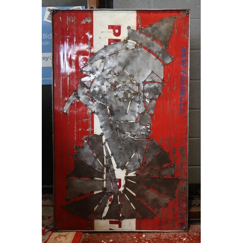 143 - Contemporary industrial metalwork picture of a clown - Approx IS 131cm x 80cm