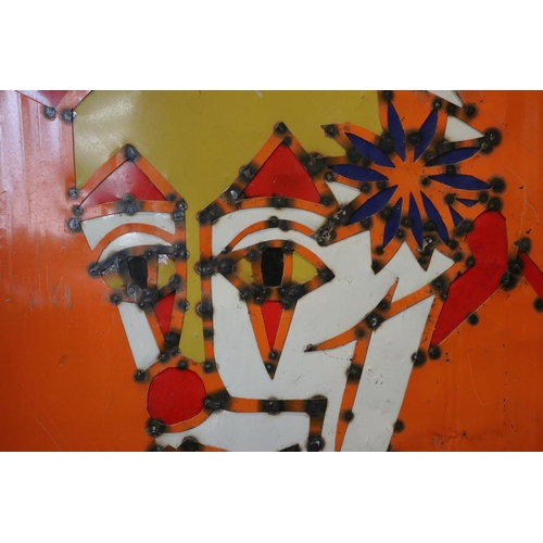 143 - Contemporary industrial metalwork picture of a clown - Approx IS 131cm x 80cm