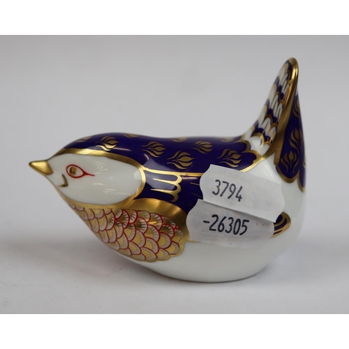 153 - Royal Crown Derby paperweight with gold stopper - Wren