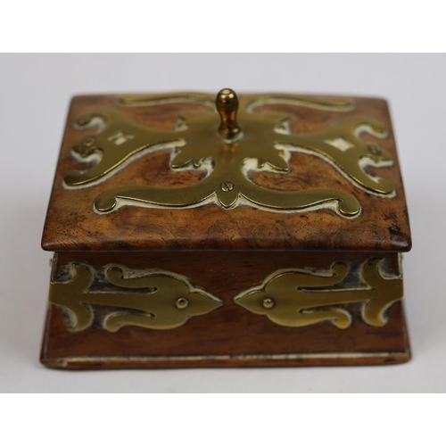 165 - Walnut brass bound stamp box