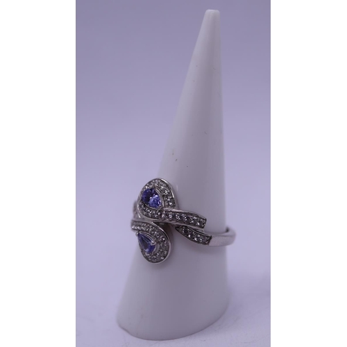 17 - Stone set silver ring - Size P½