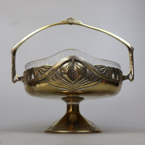 208 - Early C20th WMF fruit bowl with original glass liner and mark to rim. Classic Art Nouveau design tho... 