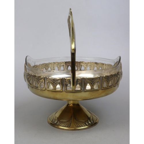 208 - Early C20th WMF fruit bowl with original glass liner and mark to rim. Classic Art Nouveau design tho... 