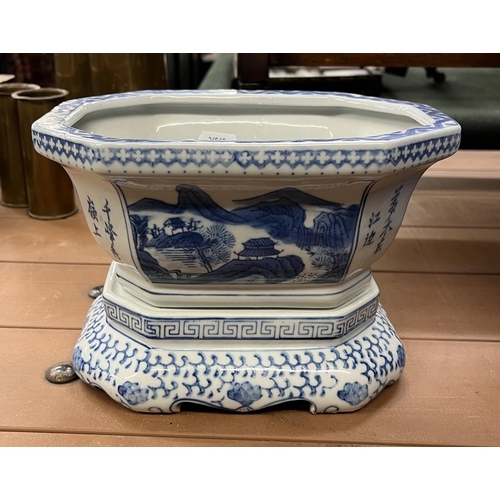 227 - 2 Oriental blue and white planters with stands