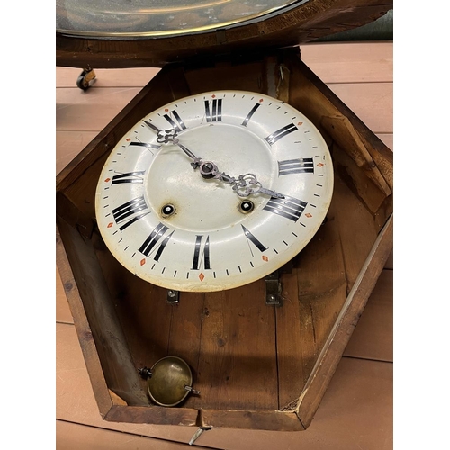 229 - Antique wall clock inlaid with mother-of-pearl