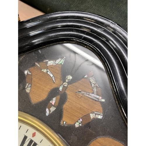 229 - Antique wall clock inlaid with mother-of-pearl