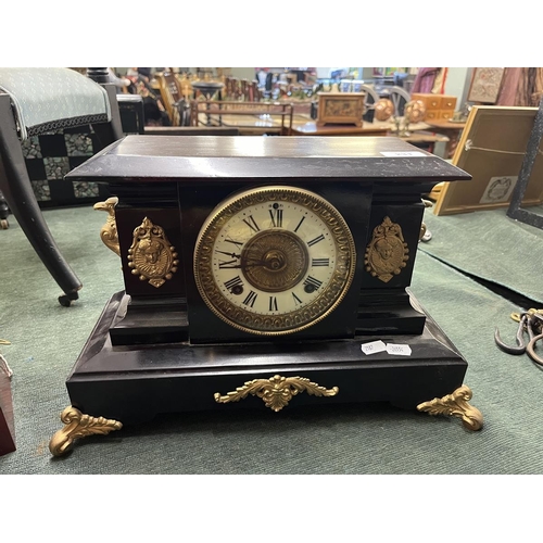 231 - 2 Ansonia mantle clocks together with a decoupage box