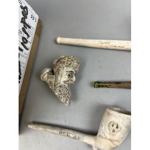 263 - Antique clay pipes inc. French Jacob Gambier, as new R.A.O.B initialled version, 17th Lancers 'Death... 