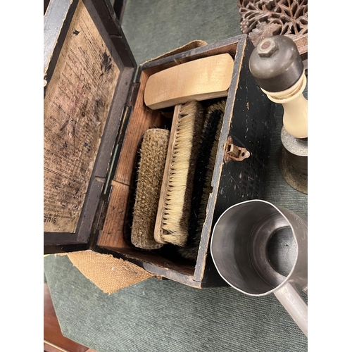 266 - Collectables to include vanity mirror, bell, pewter tankard commemorating the sinking of a submarine... 