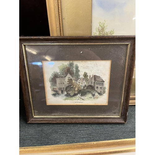 269 - 3 framed watercolours together with a print of Bidford Grange