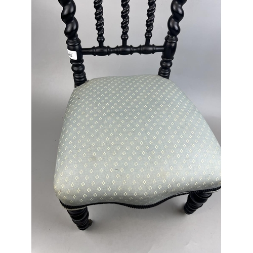 275 - Antique child's ebonised barley twist chair