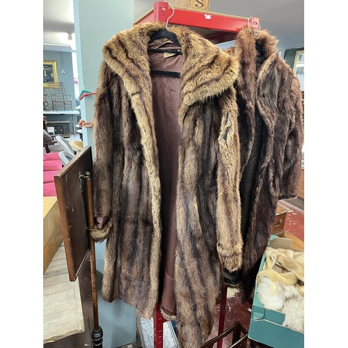 286 - 2 fur coats together with mink and fox fur items