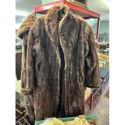 286 - 2 fur coats together with mink and fox fur items