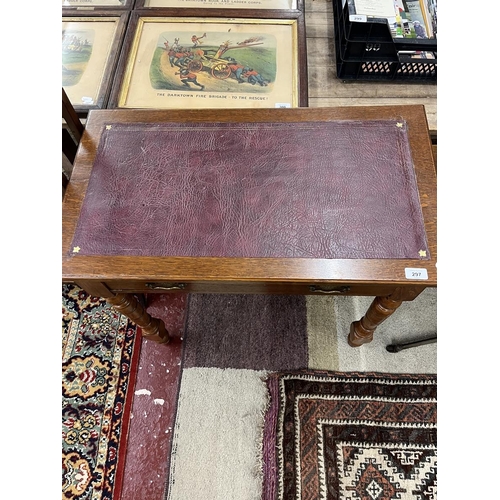 297 - Ladies oak leather topped writing table - Approx W: 79cm D: 44cm H: 75cm