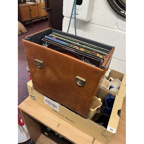 367 - Vintage record player with speaker, accessories and vinyl records