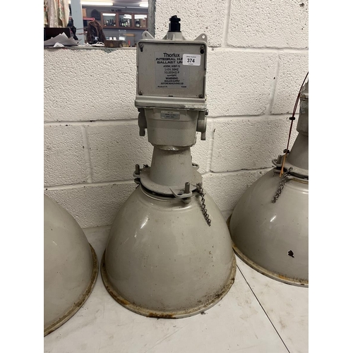 374 - Set of 3 Thorlux industrial lights with ballast boxes