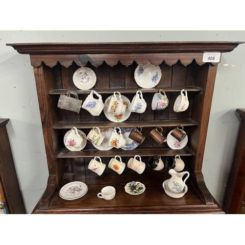 408 - Apprentice piece Welsh dresser with cups and saucers etc. - Approx H: 63cm D: 18cm W: 46.5cm