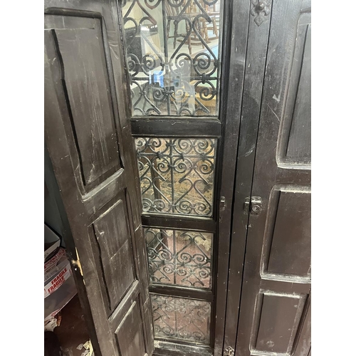 415 - Large antique iron window grille with shutter doors