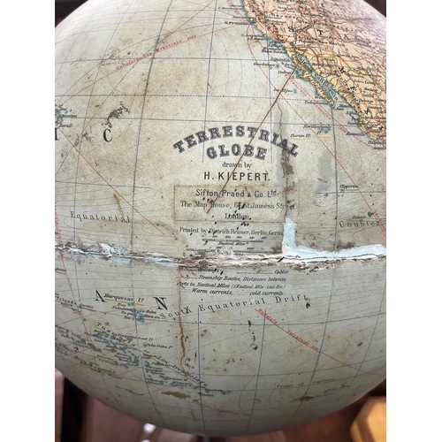 421 - Antique terrestrial globe with inset compass