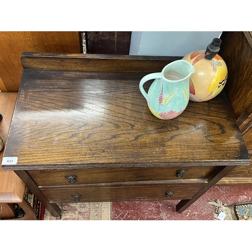 431 - Antique oak chest of 2 drawers - Approx W: 73cm D: 40cm H: 80cm