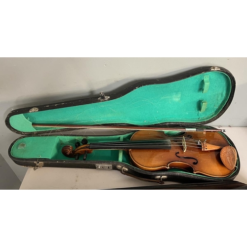 455 - 3 cased violins