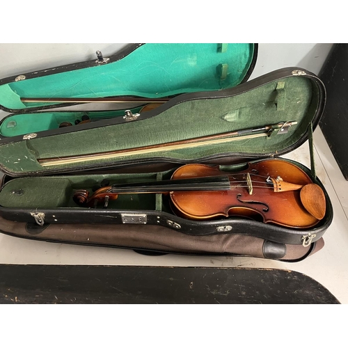 455 - 3 cased violins