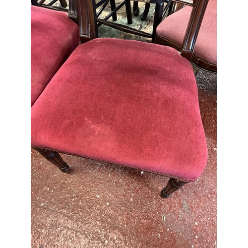 518 - Set of 6 antique brass inlaid bar back chairs