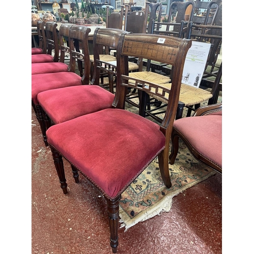 518 - Set of 6 antique brass inlaid bar back chairs