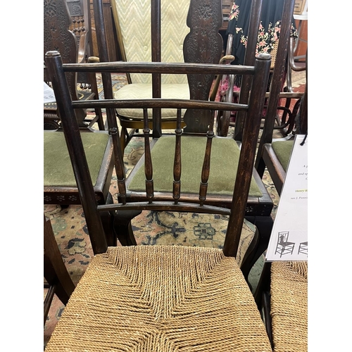 521 - Pair of Sussex chairs stamped HR for Henry Rich C1860