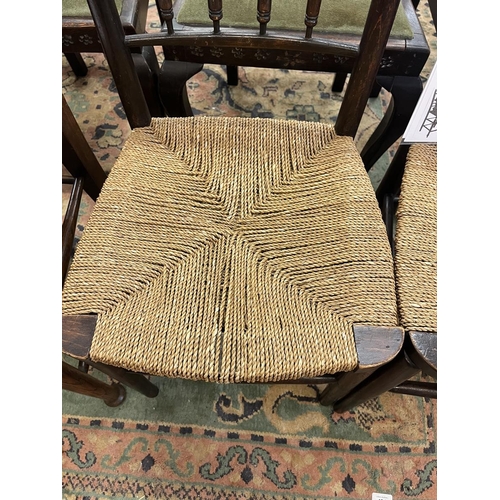 521 - Pair of Sussex chairs stamped HR for Henry Rich C1860